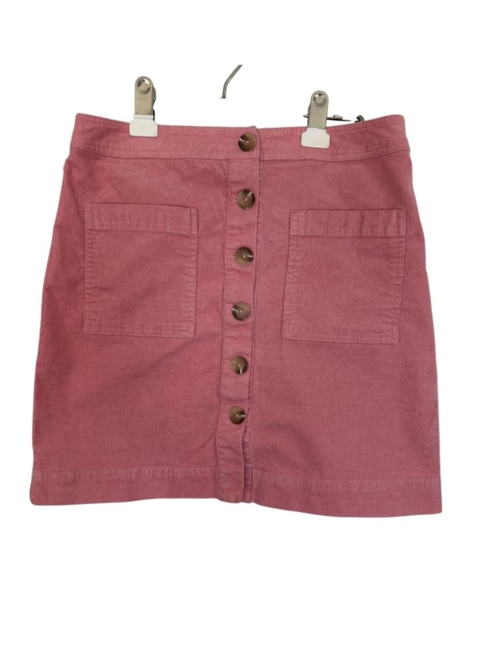 Cremieux Corduroy Mini Skirt Button Front Pockets Size 6 Pink Collegiate Preppy
